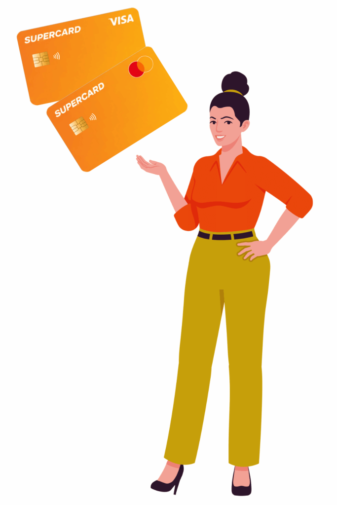Sandra mit ihrer Coop Supercard Kreditkarte
